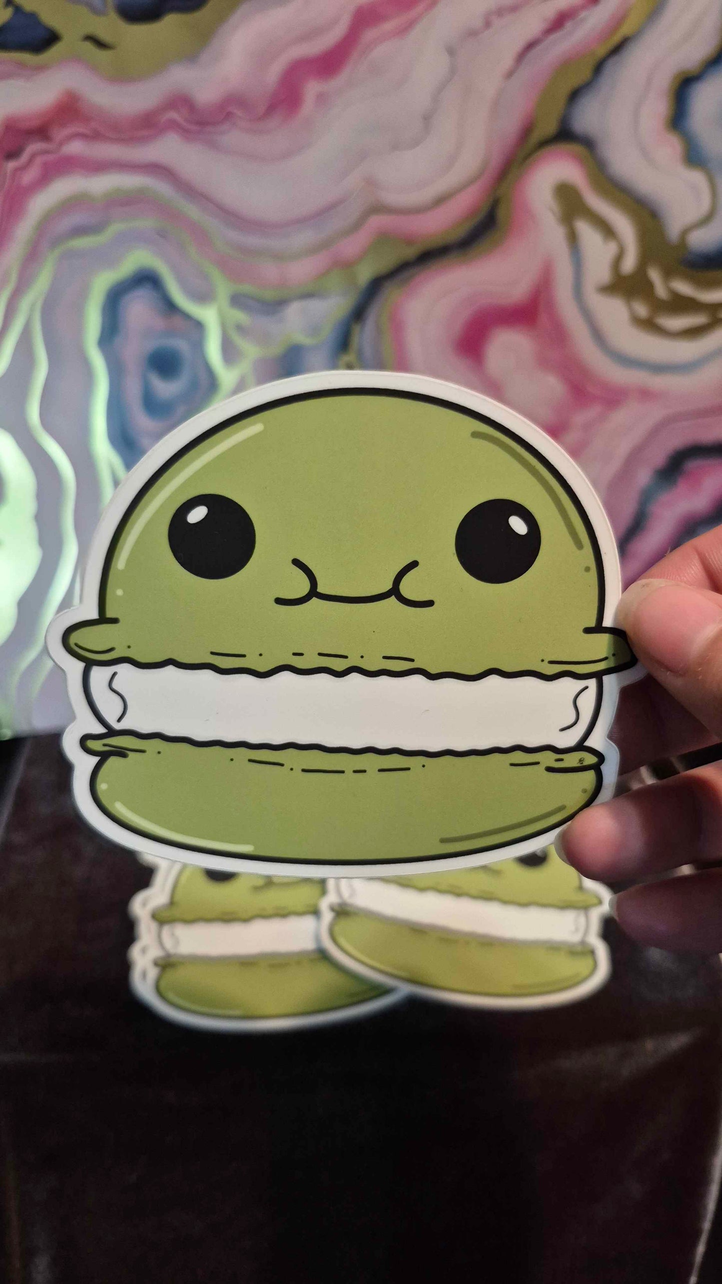 Green Macaron Vinyl Sticker